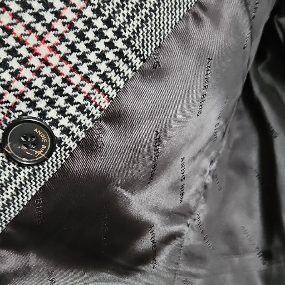 Anine Bing Size S Black and White Checkered Blazer - Picture 5 of 9